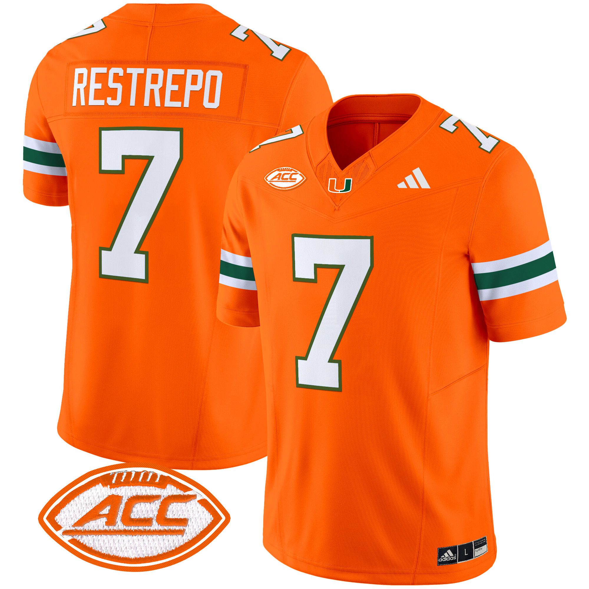 Men Miami Hurricanes #7 Restrepo Orange 2024 Vapor Limited NCAA Jersey style 1->ncaa teams->NCAA Jersey